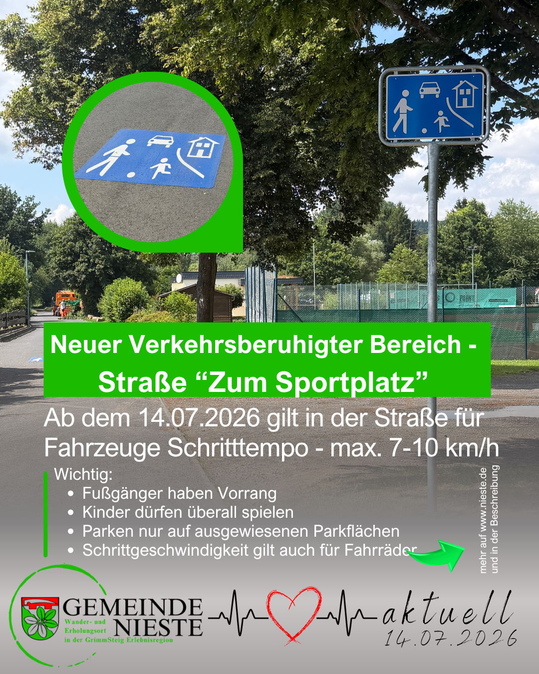 Verkehrsberuhigter Bereich Sportplatz