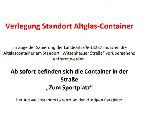 Verlegung Altglascontainer